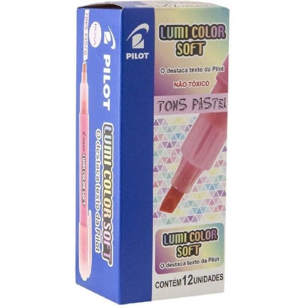 Marca Texto Pilot Lumi Color Soft Rosa Tons Pastel C/12 Unidades