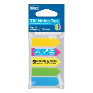 Marcador De Pagina Neon 5 Cores Tili Notes Tag Tilibra 43x12mm 20fls
