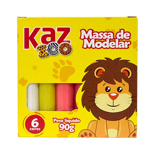 masa MASSA MODELAR KAZ ZOO 6 CORES KZ4357 - Papelaria Criativa