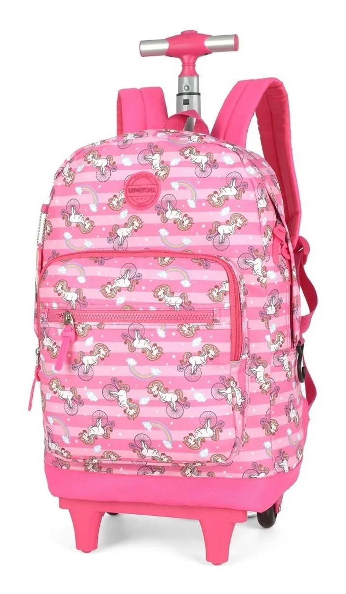 Mochila Com Rodinhas Luxcel UP4YOU Unicórnio Rosa MC51396UPRS