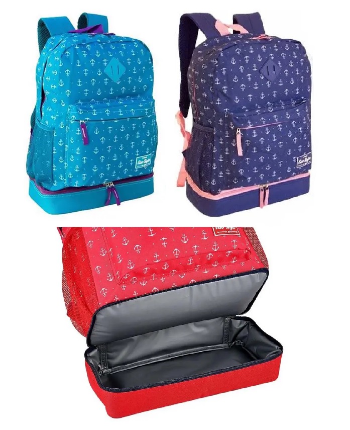 Mochila Costa Clio Style Girl Âncora Sortidas Com Compartimento Térmico CG9158
