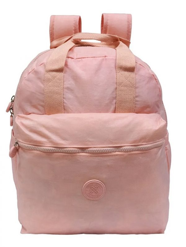 Mochila Costa Trendy Crinkle Rosa Claro Com Chaveiro Pelúcia Xeryus 11185