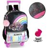 Mochila De Rodinhas Glitter Gang Arco Iris Preta Ou Lilás Clio CG2216