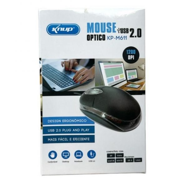 Mouse Knup USB 2.0 Preto KPM611