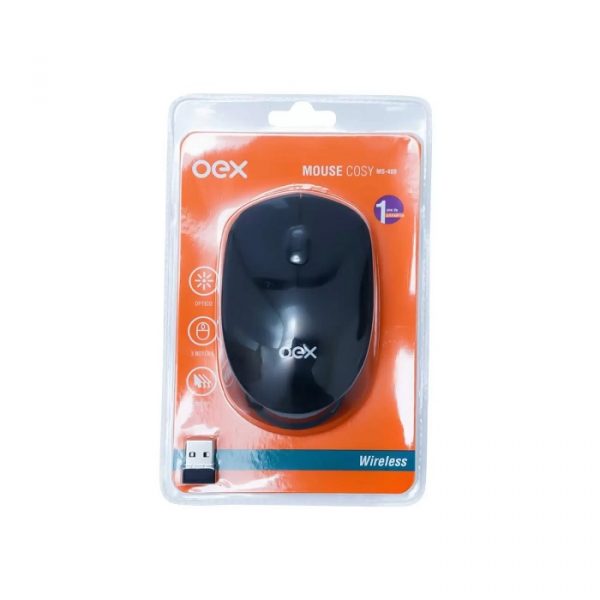 Mouse OEX Cosy Wireless USB Preto MS409