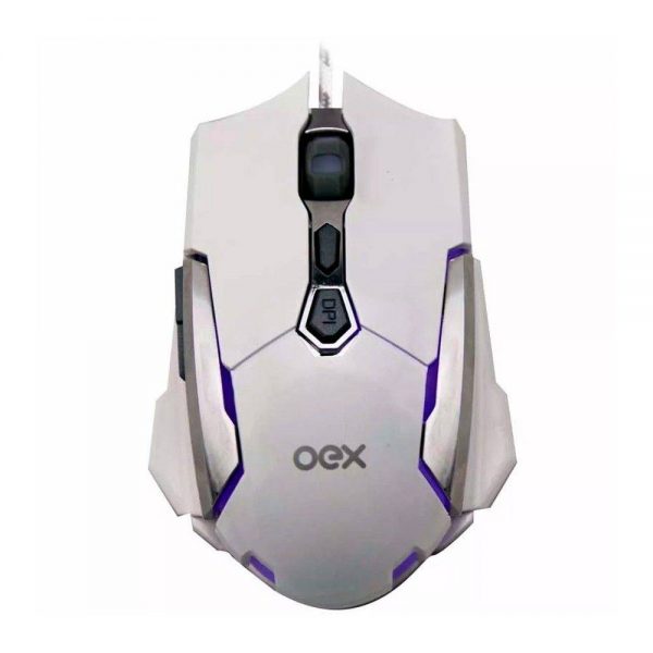 MOUSE OEX USB OPTICO ROBOTIC GAME LED 7 BOTOES VELOCIDADE AJUSTAVEL 1600/2400/3200/4000DPI MS308