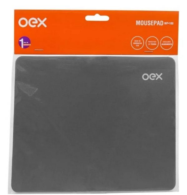 Mouse Pad Emborrachado Tecido Cinza MP100 OEX