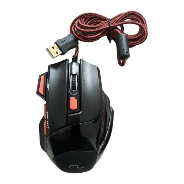Mouse USB Gamer 2400DPI QuickFire Preto/Vermelho MO326 Multilaser
