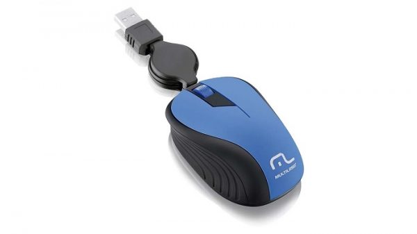 Mouse USB Retrátil 1200DPI Azul MO235 Multilaser
