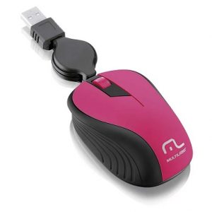Mouse USB Retrátil 1200DPI Rosa MO233 Multilaser