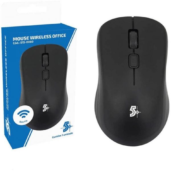 Mouse USB Sem Fio 1000DPI Preto 5+ Office 0150080