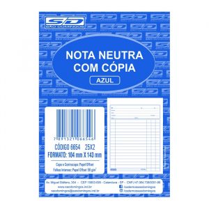 NOTA NEUTRA SAO DOMINGOS 2VIAS COM COPIA 25X2 105X155MM PCT20 6654