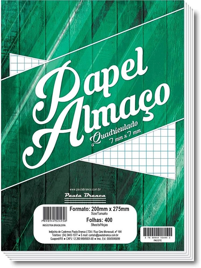 Papel Almaco Quadriculado 7mmx 7mmcom 400 Folhas Papelaria Criativa 4401