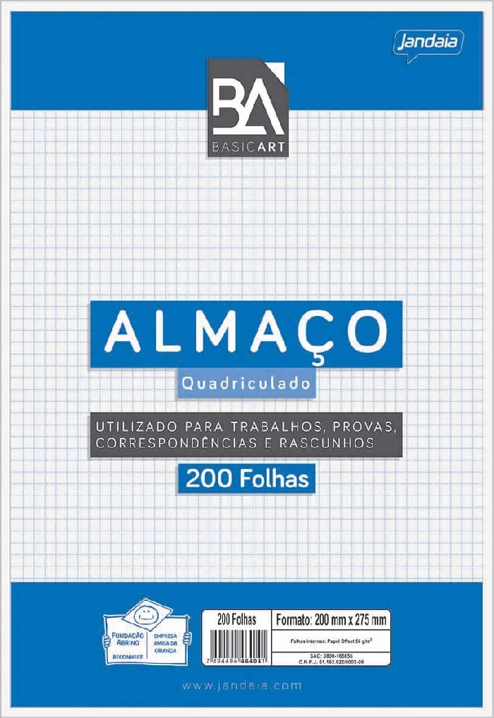 Papel Almaço Quadriculado 0.5x0.5 Basic Art Jandaia