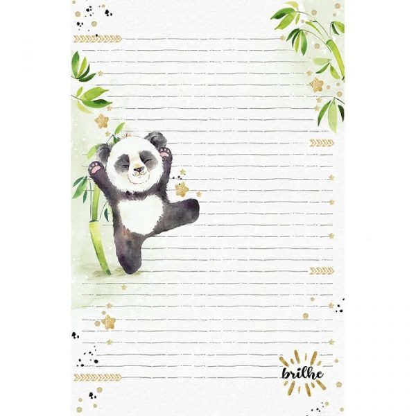 Papel de Carta Litoarte Coleção Pandas C/05 Folhas PEC011