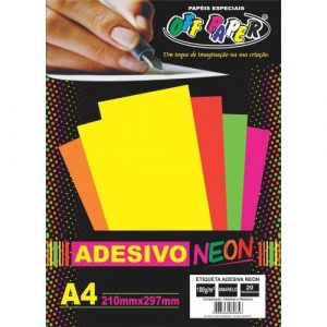 Papel Etiqueta Adesiva Neon Amarelo A4 100g C/20 Folhas 10529