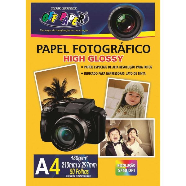PAPEL FOTO OFF PAPER JATO TINTA GLOSSY A4 180GRS PCT50