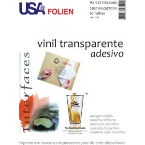 Papel Fotografico INKJET A4 Vinil Adesivo Transparente c/ 10 Folhas