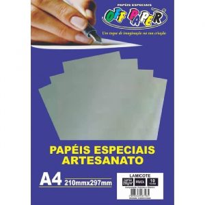 Papel Lamicote Prata A4 250g C/10 Folhas Off Paper 10519