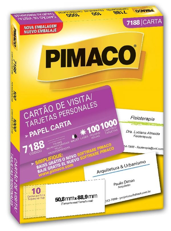Papel Micro Serrilhado Pimaco 7188 Personal Cards c/ 100 Folhas - Cartão de Visita