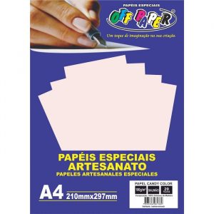 Papel Off Paper Candy Color Salmão 180g A4 Com 20 Folhas 00591