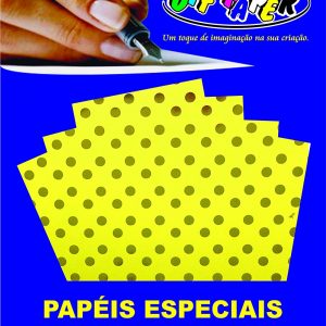 Papel Off Paper Estampado Amarelo Bolinha Metalizada 120grs A4 10fls 10488