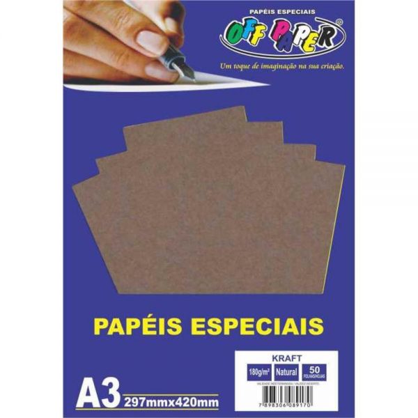 PAPEL OFF PAPER KRAFT NATURAL 180GRS A3 50FLS 00490