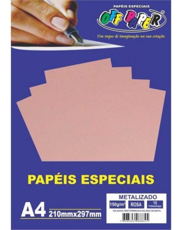 PAPEL OFF PAPER METALIZADO ROSA 150GRS 15FLS 10402
