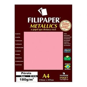 Papel Pérola Rosa Metallics A4 180g 15 Folhas - Filiperson