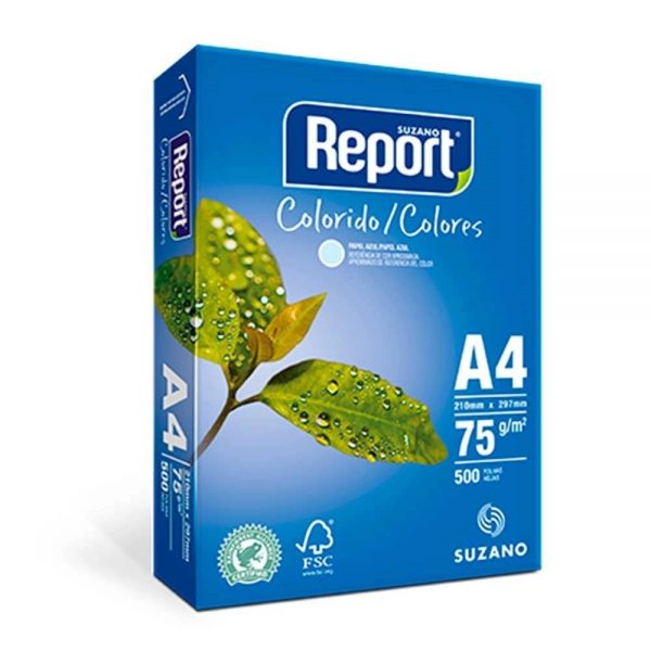 Papel Sulfite A4 Azul 75grs 500 Folhas Report C/ 5 pacotes