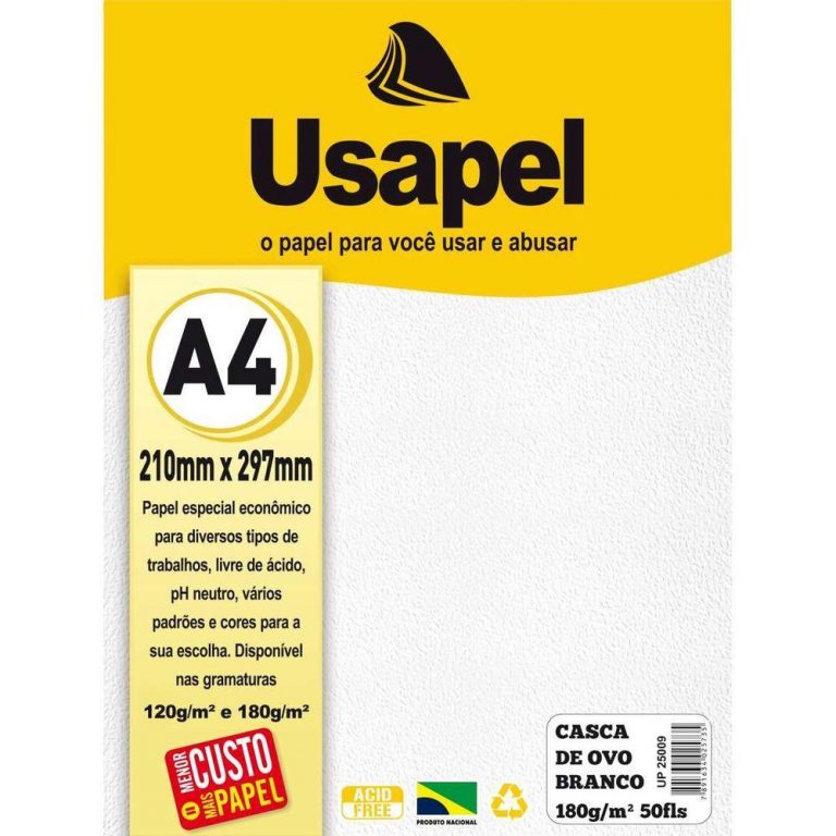 Papel Usapel Casca De Ovo Branco A4 180g 50 Folhas Papelaria Criativa 6623