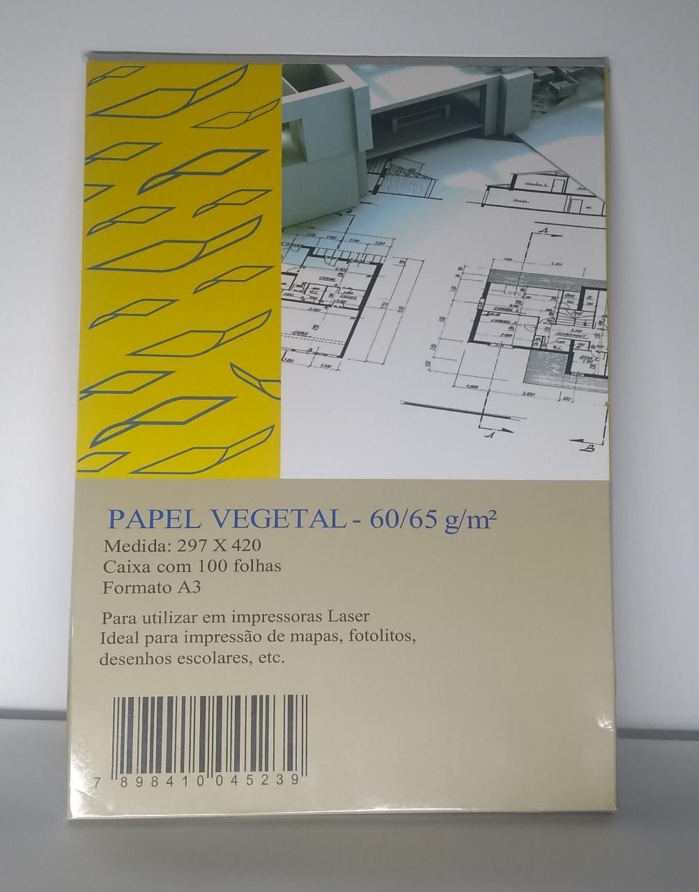 Papel Vegetal A3 60/65g. 297x420mm Mares C/100 Folhas - Papelaria