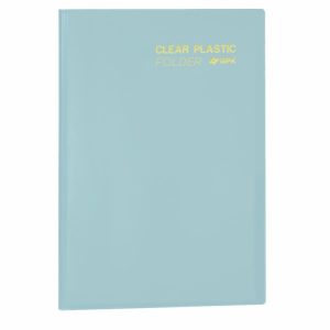 Pasta Catálogo Clear Plastic Folder Azul Céu Tom Pastel Ofício 20Fls Plastpark 5652