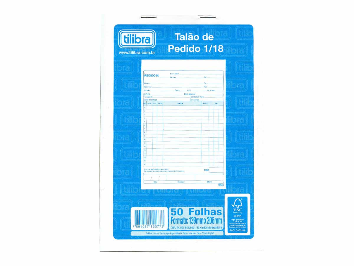 Talão De Pedido 118 Médio 50 Folhas Tilibra 155772 Papelaria Criativa 6895