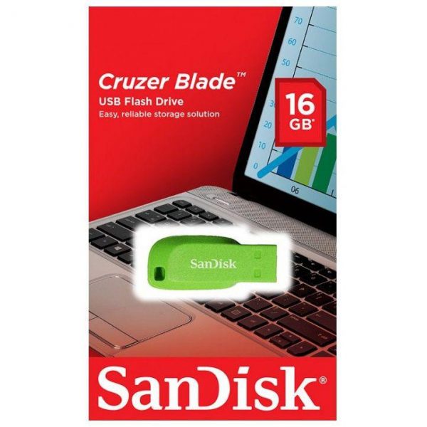 Pen Drive 16GB Sandisk Cruzer Blade Verde