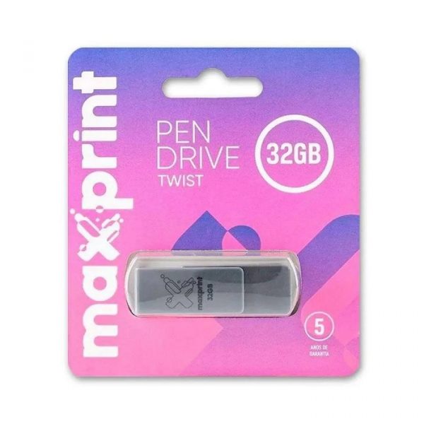 Pen Drive 32GB USB 2.0 Twist Cinza Maxprint 50000009