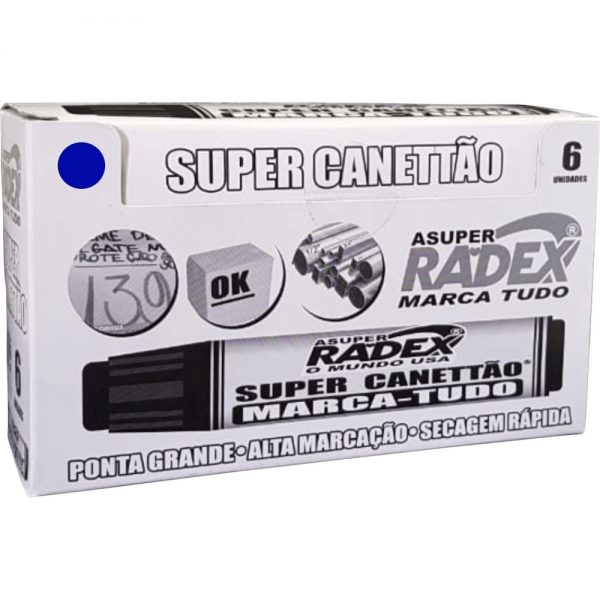 PINCEL ATOMICO RADEX CANETAO AZUL PONTA 17X8MM CX06