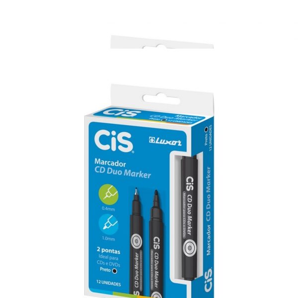 Pincel Cis Marcador CD Duo Marker Azul 1.0 E 0.7mm C/12 Unidades