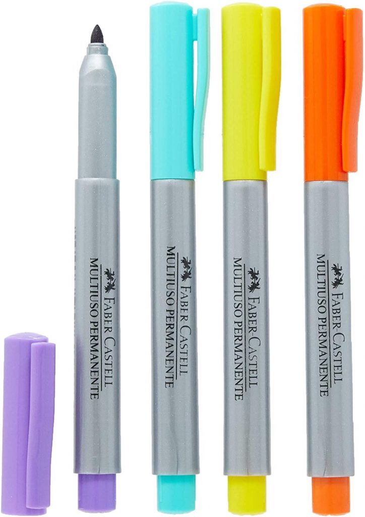 Pincel Marcador Permanente 1.0mm C/4 cores Faber-Castell MULTI/ES4ZF ...