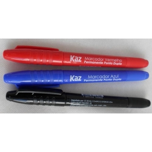 Pincel Marcador Permanente Kaz Ponta Dupla Vermelho KZ946VM C/12 Unidades