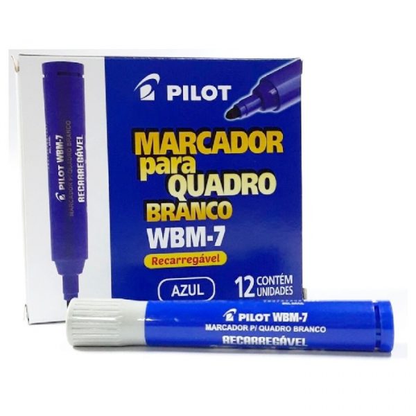 Pincel Marcador Quadro Branco Pilot WBM-7 Recarregável Azul
