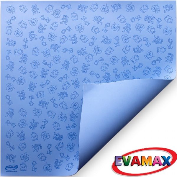 Placa De EVA Evamax Estampado 40cm x 47cm Bichinho Azul C/5 Folhas EVP04165