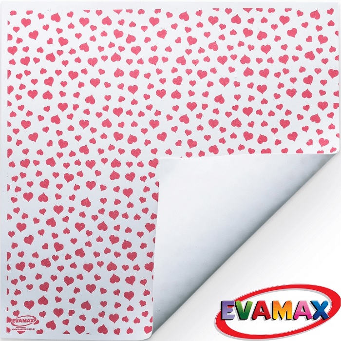 Placa De Eva Evamax Estampado 40cm X 47cm Coração Brancovermelho C5 Folhas Evp04119 8735