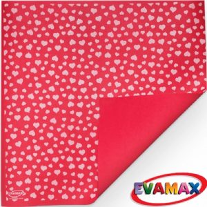 Placa De EVA Evamax Estampado 40cm x 47cm Coração Vermelho/Branco C/5 Folhas EVP04114