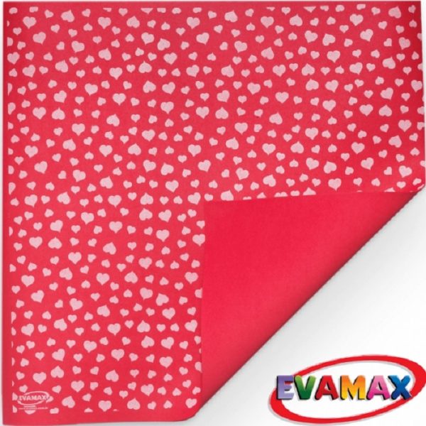 Placa De Eva Evamax Estampado 40cm X 47cm Coração Vermelhobranco C5 Folhas Evp04114 1785