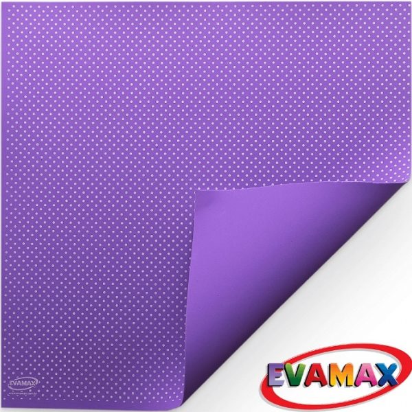 Placa De EVA Evamax Estampado 40cm x 47cm Poá Lilás/Branco C/5 Folhas EVP04121