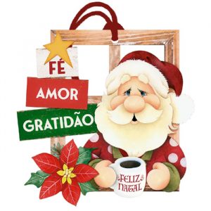 Placa Decorativa MDF Litoarte Natal Tag Papai Noel DHT7N001