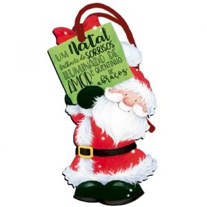 Placa Decorativa MDF Litoarte Natal Tag Papai Noel Natal Brilhante DHTN016