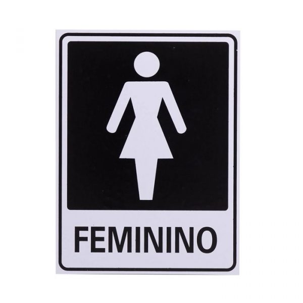 Placa Sinalizadora Sanitário Feminino Fundo Branco 15x20cm