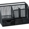 Porta Lápis Caneta Aramado Preto 6 Lugares Com Gaveta Brw OR5151